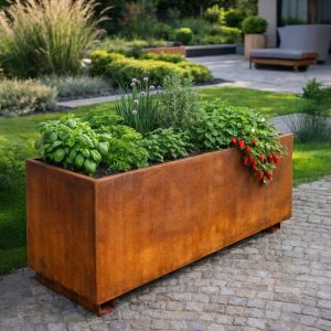 Badeko Hochbeet 200 cm in Edelrostoptik inkl. Zwischenboden (Sonderanfertigungen möglich)