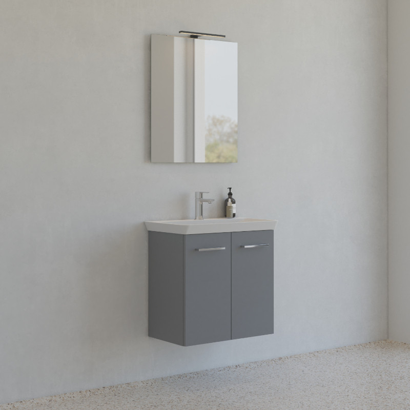 Dansani Mido+ Mini Marbelique Badmöbel-Set mit 2 Türen | 660 mm
