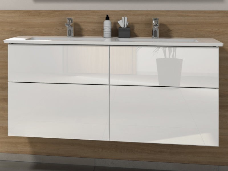 Villeroy & Boch Venticello Keramik-Doppelwaschtisch mit Sanipa 3way Unterschrank 1300 mm | 4 Auszüge
