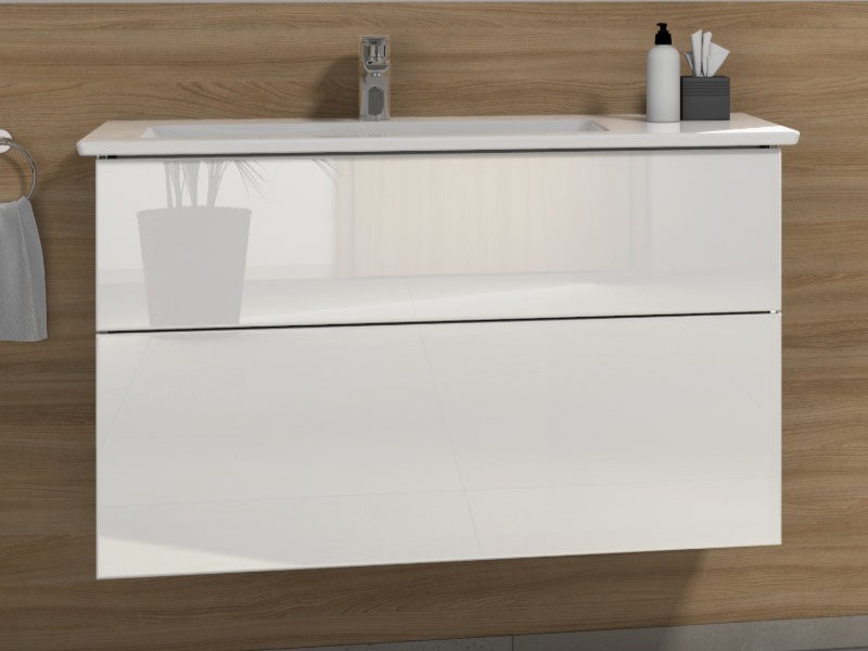 Villeroy & Boch Venticello Keramik-Waschtisch mit Sanipa 3way Unterschrank 1000 mm | 2 Auszüge | Becken links