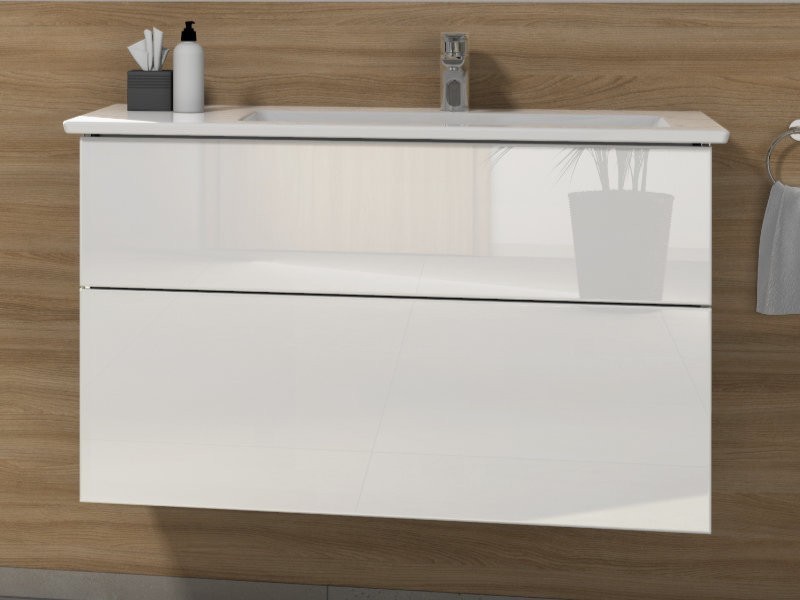 Villeroy & Boch Venticello Keramik-Waschtisch mit Sanipa 3way Unterschrank 1000 mm | 2 Auszüge | Becken rechts