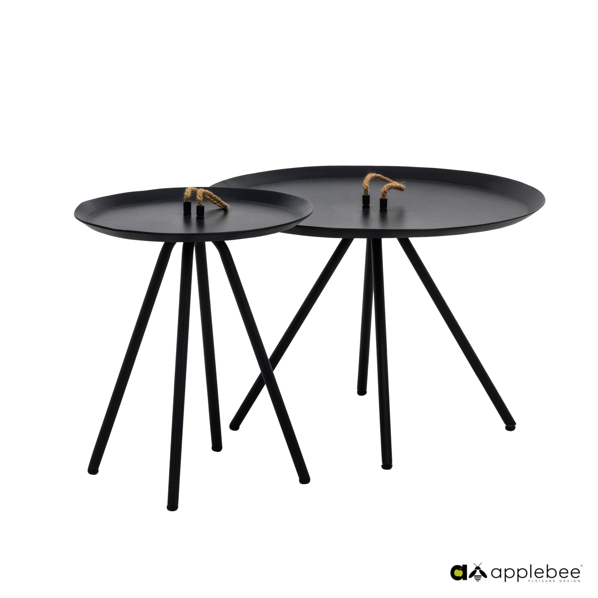 Apple Bee 2er Set Kaffeetische ELLE ALU, Aluminium Schwarz - Abverkauf