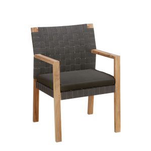 Apple Bee Armlehnstuhl SQUARE, Teak Natural / Rope Charcoal / Kissen BEE WETT (100 % Polypropylen) Charcoal – Abverkauf