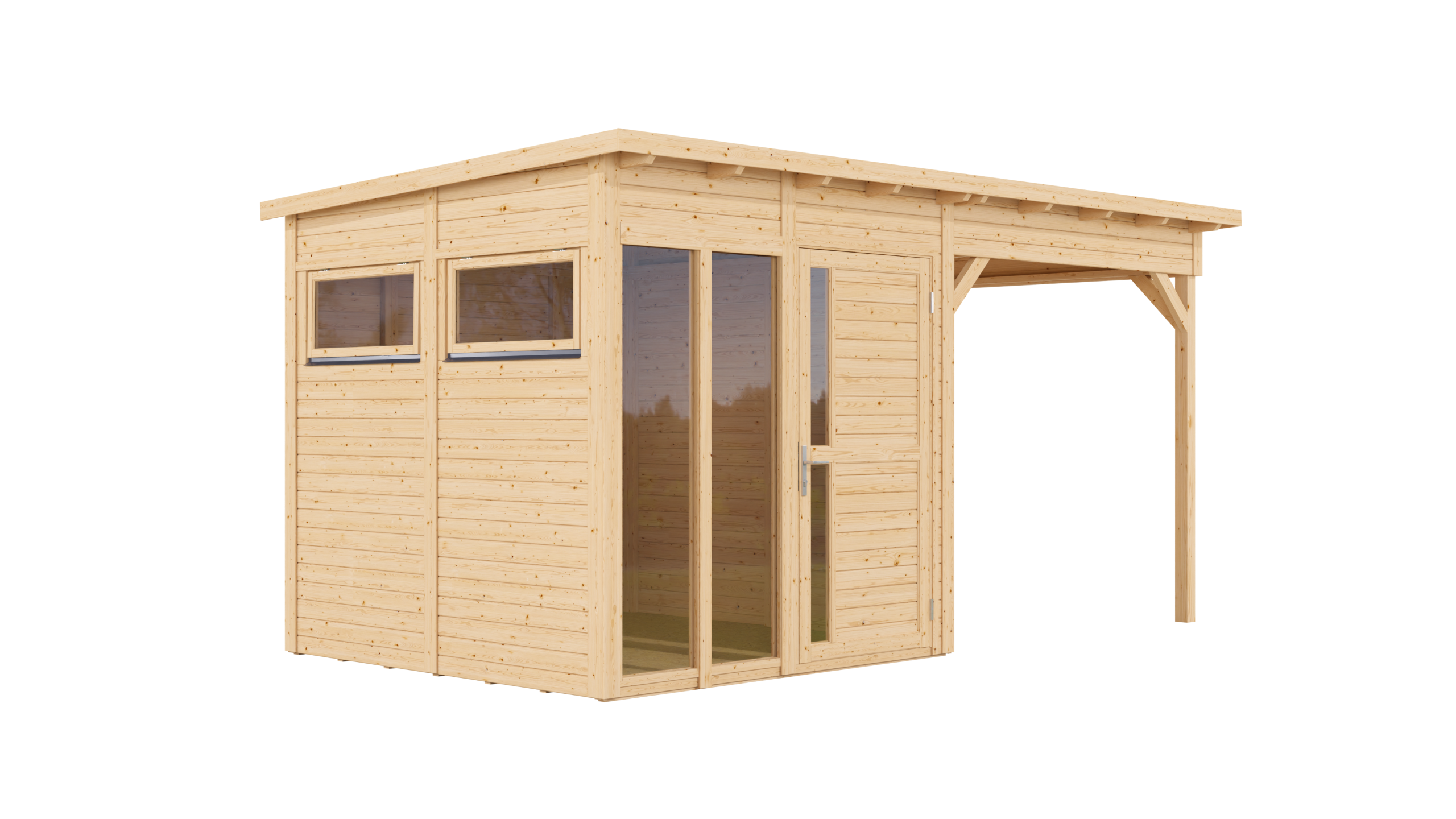 Bertilo Element-Gartenhaus Pentus 2 Office inkl. Lounge-Anbau - 19 mm