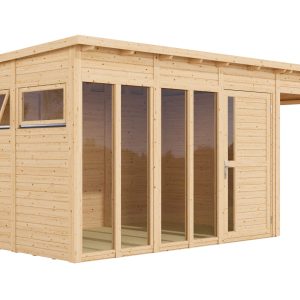 Bertilo Element-Gartenhaus Pentus 3 Office inkl. Lounge-Anbau – 19 mm