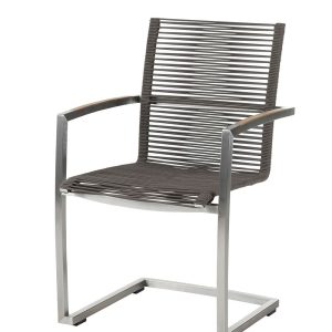 Diamond Garden Swingstuhl ATLANTA, Edelstahl / Rope Mocca / Teak-Armlehnen