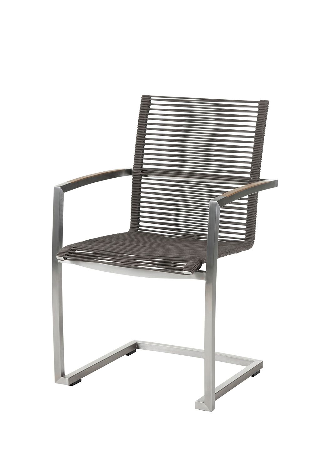 Diamond Garden Swingstuhl ATLANTA, Edelstahl / Rope Mocca / Teak-Armlehnen