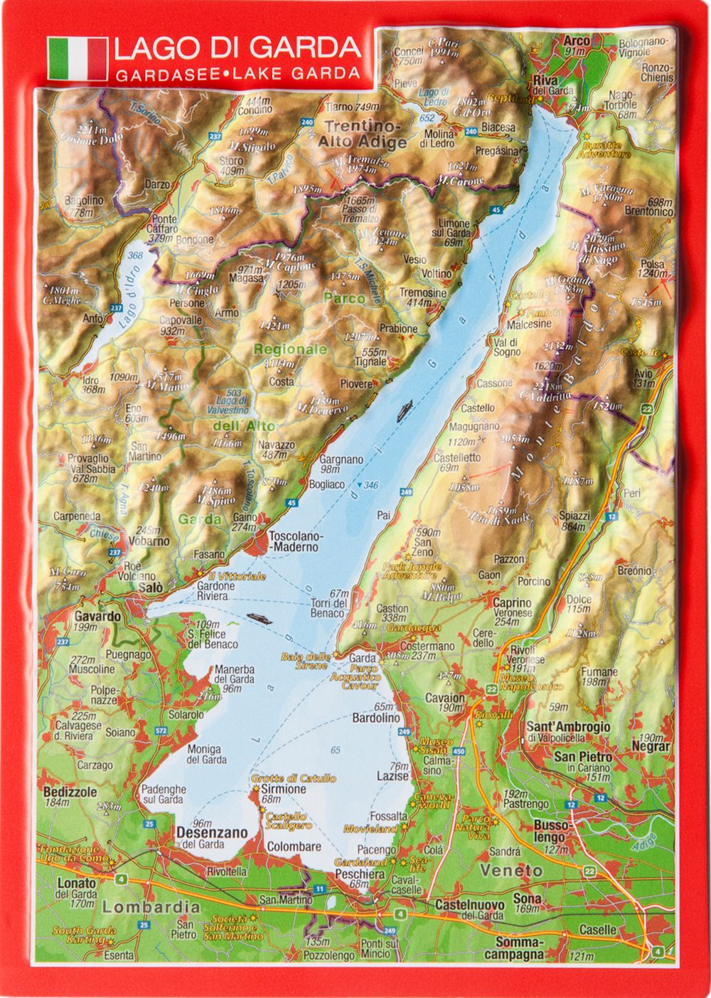 3D Reliefpostkarte Gardasee