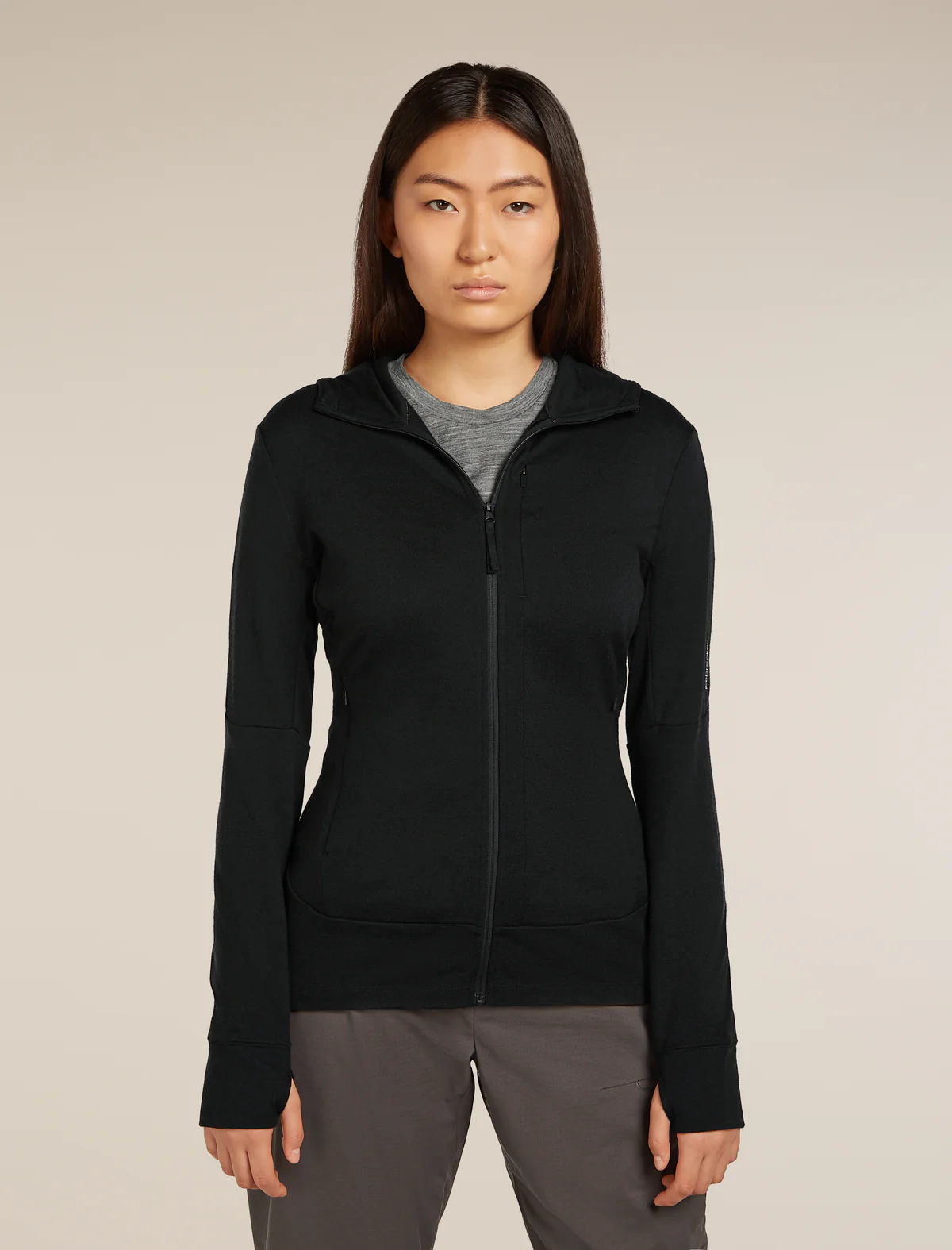 Damen Merino Hoodie 260 Quantum Zip