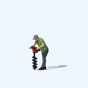 Arbeiter mit Erdbohrer