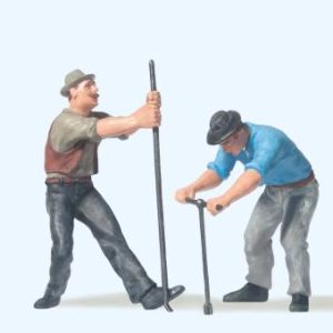 2 Gleisbauarbeiter mit T-Schl