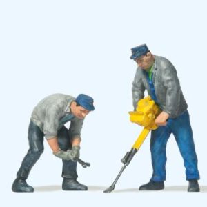 2 Gleisbauarbeiter mit Gleißt