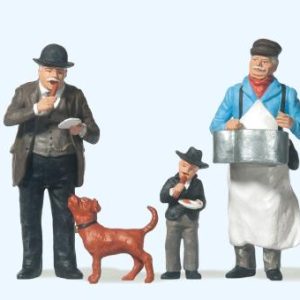 Wurstverkäufer mit Kunden
