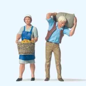 Bäuerin mit Korb, Bauer mit S