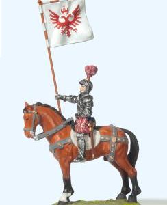 Herold zu Pferd, mit Banner