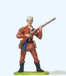Trapper stehend, mit Gewehr
