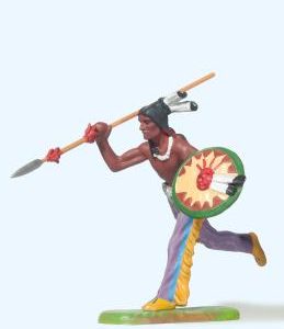Indianer laufend, mit Speer