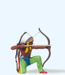 Indianer kniend, mit Bogen