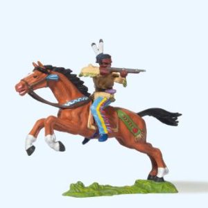 Indianer reitend, mit Gewehr