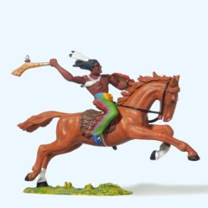 Indianer reitend, mit Keule