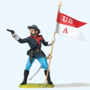Soldat stehend, mit Fahne