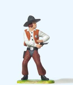 Cowboy stehend, mit Revolver