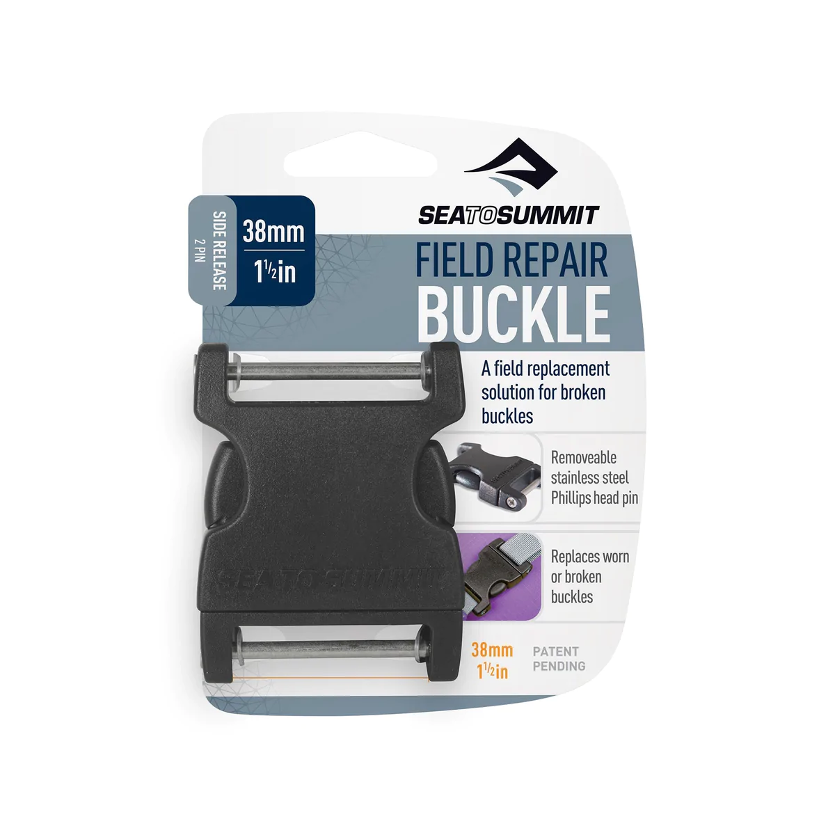 Ersatzschnalle mit 2 Edelstahlstiften Field Repair Buckle – 38mm Side Release